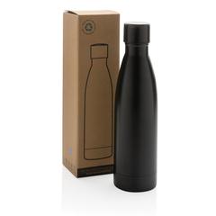 Vue Bouteille iso couleur pleine en acier inoxydable recyclé RCS de couleur noir| Krokrodeal