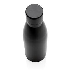 Vue Bouteille iso couleur pleine en acier inoxydable recyclé RCS de couleur noir| Krokrodeal
