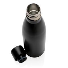 Vue Bouteille iso couleur pleine en acier inoxydable recyclé RCS de couleur noir| Krokrodeal