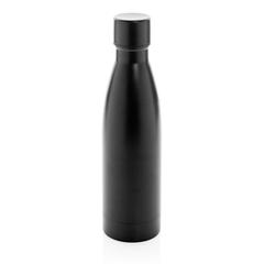 Vue Bouteille iso couleur pleine en acier inoxydable recyclé RCS de couleur noir| Krokrodeal