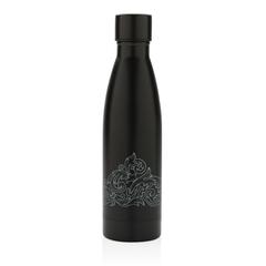 Vue Bouteille iso couleur pleine en acier inoxydable recyclé RCS de couleur noir| Krokrodeal