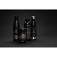 Vue Bouteille iso couleur pleine en acier inoxydable recyclé RCS de couleur noir| Krokrodeal