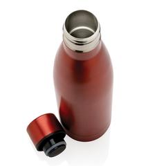 Vue Bouteille iso couleur pleine en acier inoxydable recyclé RCS de couleur rouge| Krokrodeal