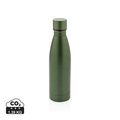 Vue Bouteille iso couleur pleine en acier inoxydable recyclé RCS de couleur vert| Krokrodeal