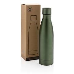 Vue Bouteille iso couleur pleine en acier inoxydable recyclé RCS de couleur vert| Krokrodeal
