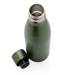 Vue Bouteille iso couleur pleine en acier inoxydable recyclé RCS de couleur vert| Krokrodeal
