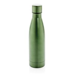 Vue Bouteille iso couleur pleine en acier inoxydable recyclé RCS de couleur vert| Krokrodeal