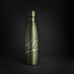 Vue Bouteille iso couleur pleine en acier inoxydable recyclé RCS de couleur vert| Krokrodeal