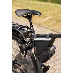 Vue Sacoche réfléchissante pour vélo avec porte bouteille de couleur noir| Krokrodeal