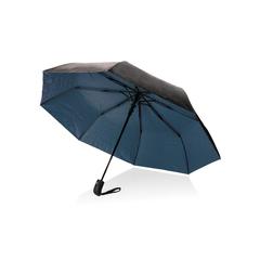 Vue Mini parapluie 21" en rPET 190T bi couleur Impact AWARE™ de couleur bleu| Krokrodeal