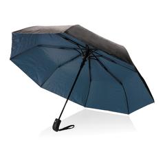 Vue Mini parapluie 21" en rPET 190T bi couleur Impact AWARE™ de couleur bleu| Krokrodeal