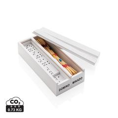 Vue Jeu de mikado/domino en boîte en bois de couleur blanc| Krokrodeal