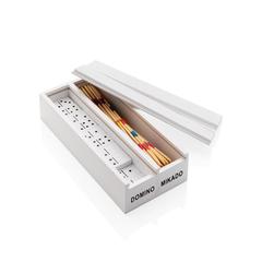Vue Jeu de mikado/domino en boîte en bois de couleur blanc| Krokrodeal