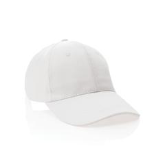 Vue Casquette 6 panneaux en coton recyclé 280gr IMPACT de couleur blanc| Krokrodeal