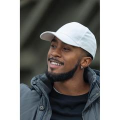 Vue Casquette 6 panneaux en coton recyclé 280gr IMPACT de couleur blanc| Krokrodeal