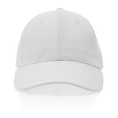 Vue Casquette 6 panneaux en coton recyclé 280gr IMPACT de couleur blanc| Krokrodeal