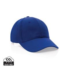 Vue Casquette 6 panneaux en coton recyclé 280gr IMPACT de couleur bleu| Krokrodeal