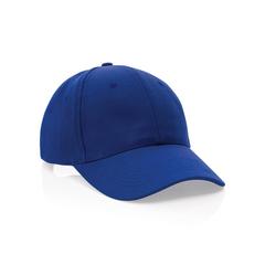 Vue Casquette 6 panneaux en coton recyclé 280gr IMPACT de couleur bleu| Krokrodeal