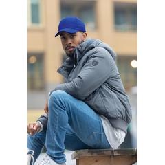 Vue Casquette 6 panneaux en coton recyclé 280gr IMPACT de couleur bleu| Krokrodeal