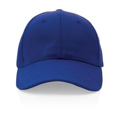 Vue Casquette 6 panneaux en coton recyclé 280gr IMPACT de couleur bleu| Krokrodeal