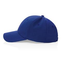 Vue Casquette 6 panneaux en coton recyclé 280gr IMPACT de couleur bleu| Krokrodeal