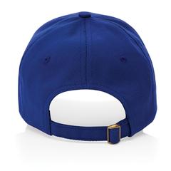 Vue Casquette 6 panneaux en coton recyclé 280gr IMPACT de couleur bleu| Krokrodeal