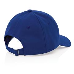 Vue Casquette 6 panneaux en coton recyclé 280gr IMPACT de couleur bleu| Krokrodeal