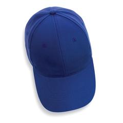 Vue Casquette 6 panneaux en coton recyclé 280gr IMPACT de couleur bleu| Krokrodeal