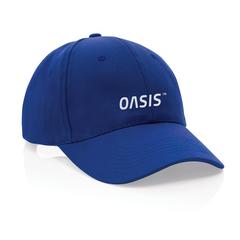 Vue Casquette 6 panneaux en coton recyclé 280gr IMPACT de couleur bleu| Krokrodeal