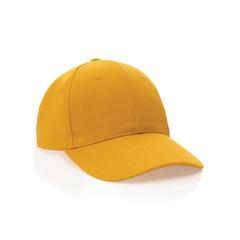 Vue Casquette 6 panneaux en coton recyclé 280gr IMPACT de couleur jaune| Krokrodeal