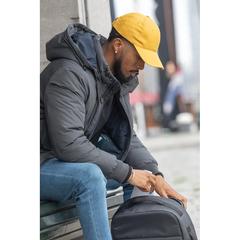 Vue Casquette 6 panneaux en coton recyclé 280gr IMPACT de couleur jaune| Krokrodeal