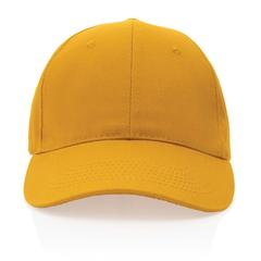 Vue Casquette 6 panneaux en coton recyclé 280gr IMPACT de couleur jaune| Krokrodeal