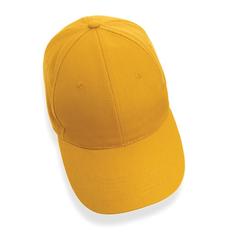 Vue Casquette 6 panneaux en coton recyclé 280gr IMPACT de couleur jaune| Krokrodeal