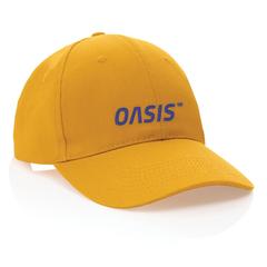 Vue Casquette 6 panneaux en coton recyclé 280gr IMPACT de couleur jaune| Krokrodeal