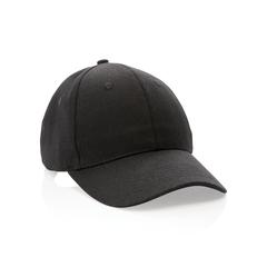 Vue Casquette 6 panneaux en coton recyclé 280gr IMPACT de couleur noir| Krokrodeal