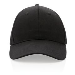 Vue Casquette 6 panneaux en coton recyclé 280gr IMPACT de couleur noir| Krokrodeal