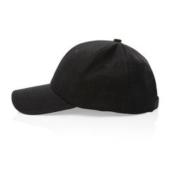 Vue Casquette 6 panneaux en coton recyclé 280gr IMPACT de couleur noir| Krokrodeal