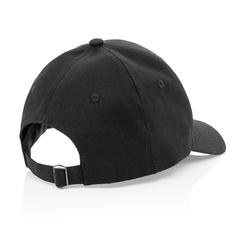 Vue Casquette 6 panneaux en coton recyclé 280gr IMPACT de couleur noir| Krokrodeal