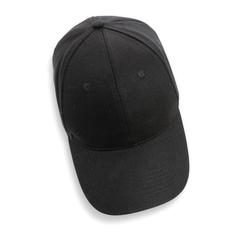 Vue Casquette 6 panneaux en coton recyclé 280gr IMPACT de couleur noir| Krokrodeal
