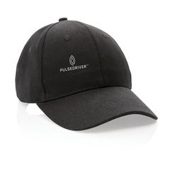 Vue Casquette 6 panneaux en coton recyclé 280gr IMPACT de couleur noir| Krokrodeal
