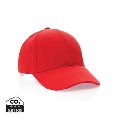 Vue Casquette 6 panneaux en coton recyclé 280gr IMPACT de couleur rouge| Krokrodeal