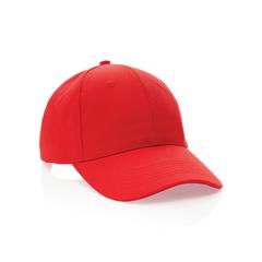 Vue Casquette 6 panneaux en coton recyclé 280gr IMPACT de couleur rouge| Krokrodeal
