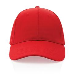Vue Casquette 6 panneaux en coton recyclé 280gr IMPACT de couleur rouge| Krokrodeal