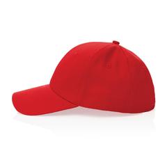 Vue Casquette 6 panneaux en coton recyclé 280gr IMPACT de couleur rouge| Krokrodeal