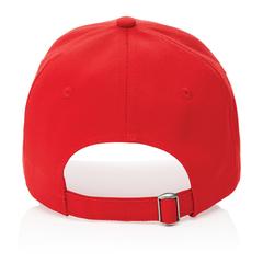 Vue Casquette 6 panneaux en coton recyclé 280gr IMPACT de couleur rouge| Krokrodeal