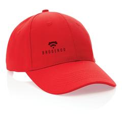 Vue Casquette 6 panneaux en coton recyclé 280gr IMPACT de couleur rouge| Krokrodeal