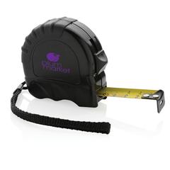 Vue Mètre ruban 5M/19 mm en plastique recyclé RCS de couleur noir| Krokrodeal