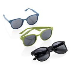 Vue Lunettes de soleil en fibre de paille de couleur bleu| Krokrodeal