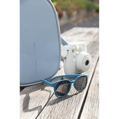Vue Lunettes de soleil en fibre de paille de couleur bleu| Krokrodeal
