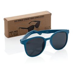 Vue Lunettes de soleil en fibre de paille de couleur bleu| Krokrodeal